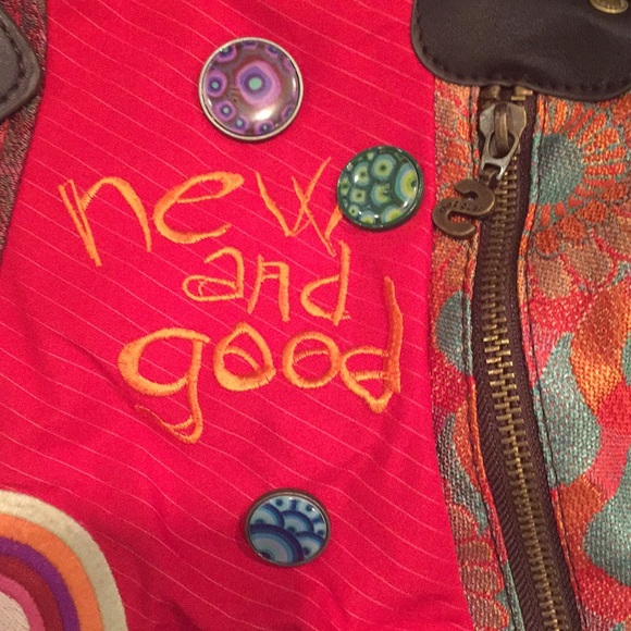 Stunning Desigual Crossbody w. Embroidery & Deco Buttons sz L - Picture 2 of 14